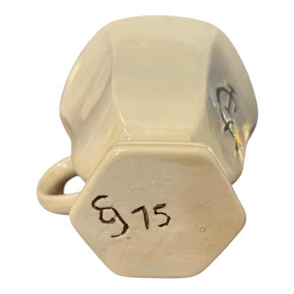 Handmade Ivory Glazed Ceramic Cup – “ICA” Monogram – Signed 915 – Studio Pottery - Picture 4 of 7